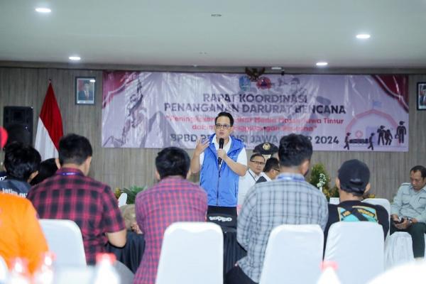 Rakor Penanganan Bencana Bersama Media Massa, Pj Gubernur Jatim Inginkan Sinergi Yang Kuat 