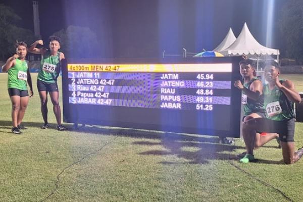 Tambah Emas dari Estafet Putra, Jatim Naik Posisi 8 Klasemen Peparnas
